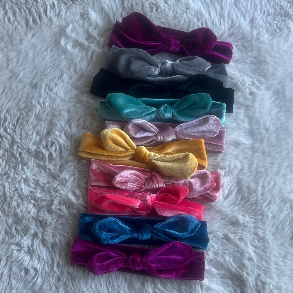 Colorful Velvet Bow Headbands Set
